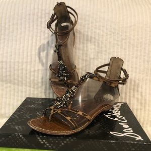 Sam Edelman Sz 8.5 Giada Leopard Calf Hair Sandal